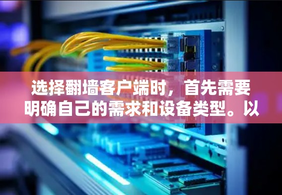 选择翻墙客户端时,首先需要明确自己的需求和设备类型。以下是详细的建议