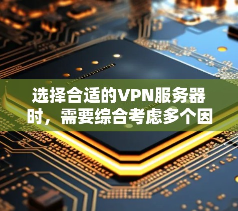 选择合适的VPN服务器时，需要综合考虑多个因素，包括带宽、延迟、连接稳定性、带宽利用率等指标，以确保数据传输的高效和稳定。以下是一些关键步骤和建议，帮助您更好地选择VPN服务器