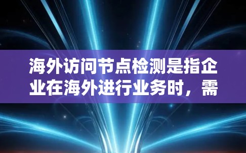 海外访问节点检测是指企业在海外进行业务时，需要对设备、服务器、系统等节点进行安全检测和评估，确保这些节点在海外网络中处于安全状态。这一过程通常涉及以下几个方面