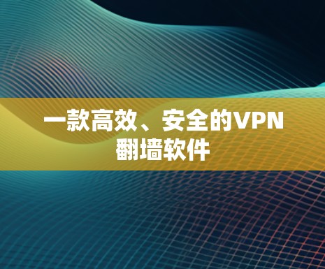 一款高效、安全的VPN翻墙软件