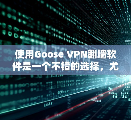 使用Goose VPN翻墙软件是一个不错的选择，尤其是如果你希望在旧网络上访问新的网络，或者需要加密你的数据。以下是一步步的指南，帮助你顺利使用这个软件